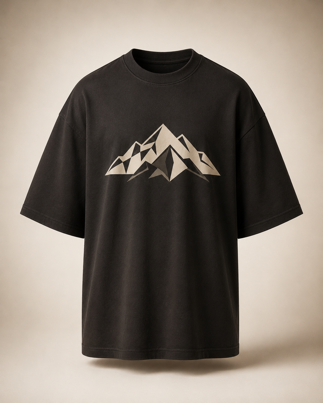 KARLERS Ascent Graphic Tee in ink with a sand faceted mountain print